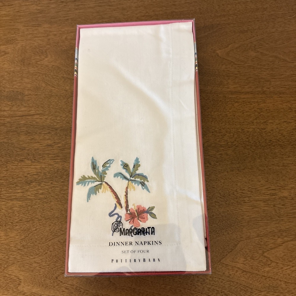 Pottery Barn Margarita Themed Dinner Cotton Napkins 20" x 20" - Set of 4 - NIP